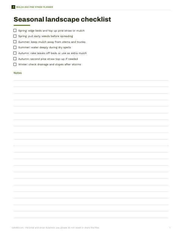 Preview of Printable Seasonal Landscape Checklist